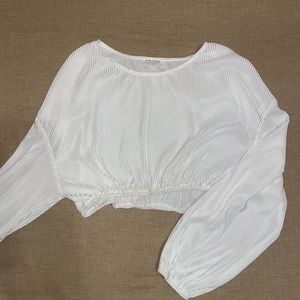 12th tribe, white ribbed, cropped blouse